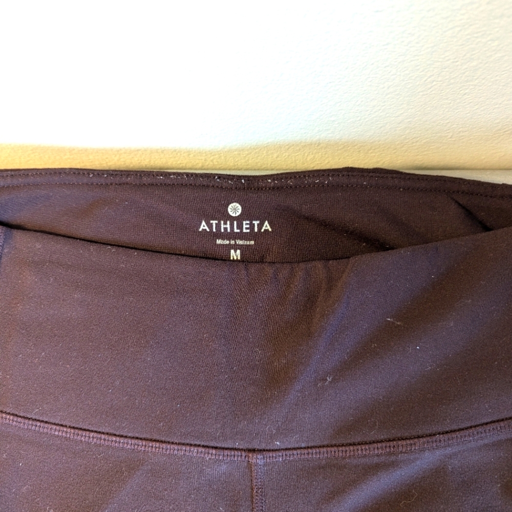 Athleta Maroon Leggings with Side Stripe Pattern Size M Medium - Picture 5 of 5